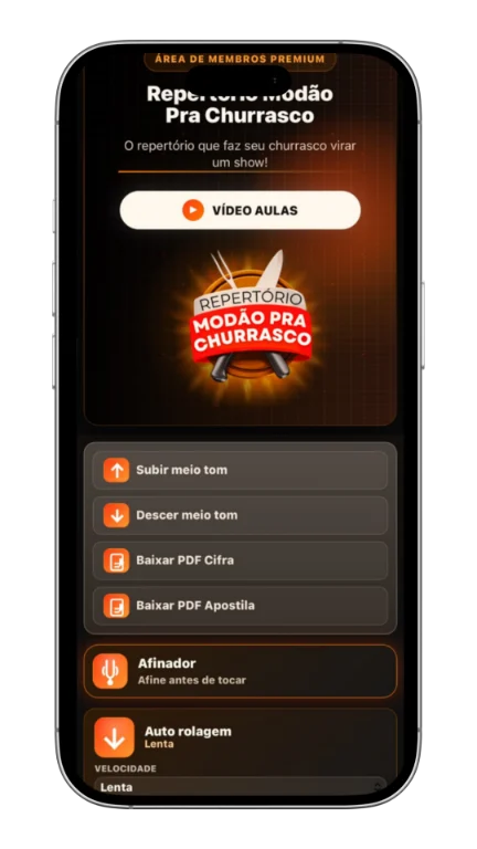 Tela do App Repertório no celular